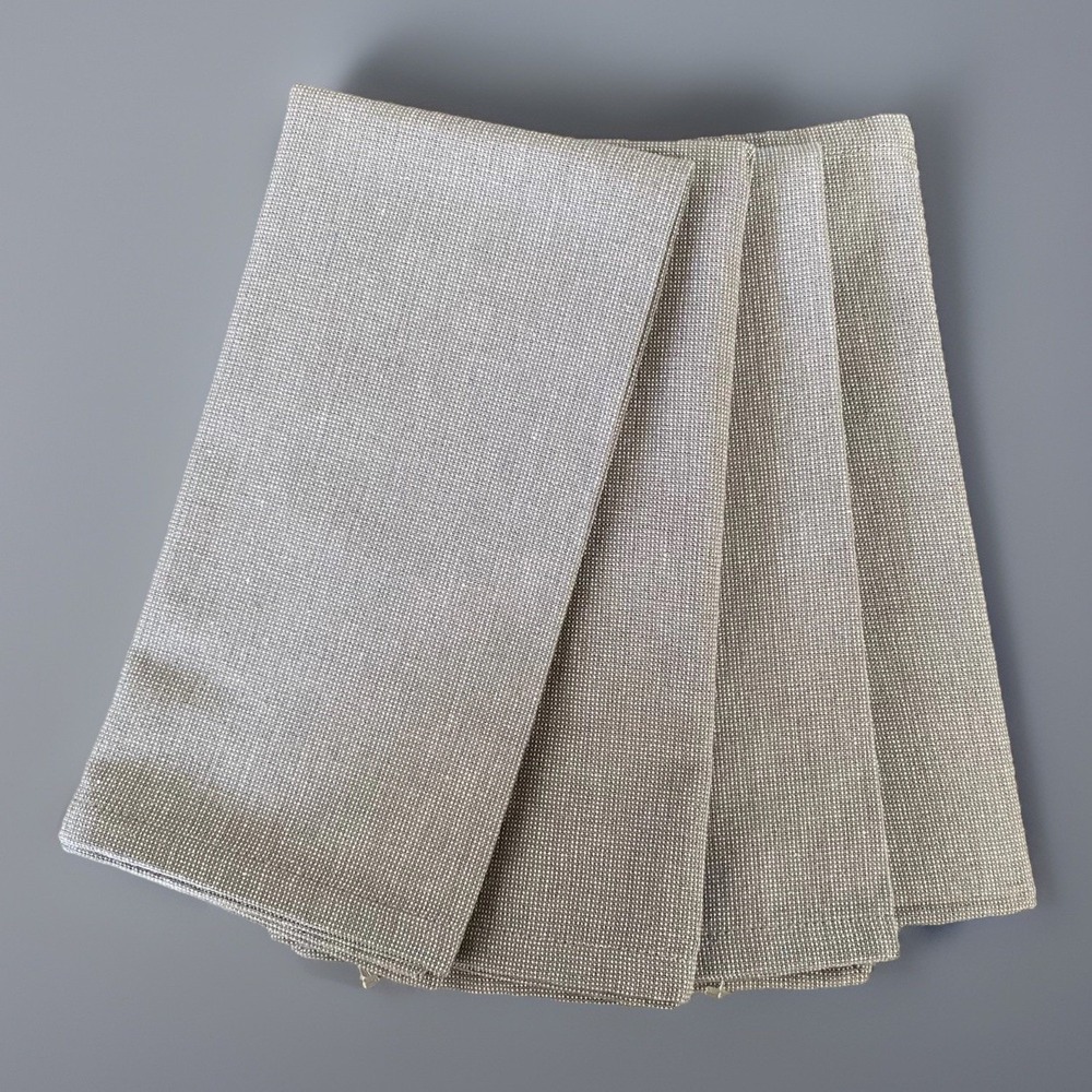 NWOT Set of 4 PIER 1 Fabric Dinner Napkins Gray White Tweed 20" x 20"